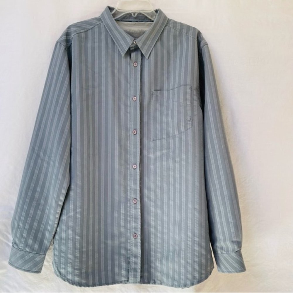Prana Stripes Mono Tone Shirt Mens XL Long Sleeves Flowy Travel Vacation Holiday